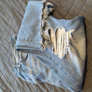 Judy Blue crop jeans distressed knees and shark bite bottoms size 18W